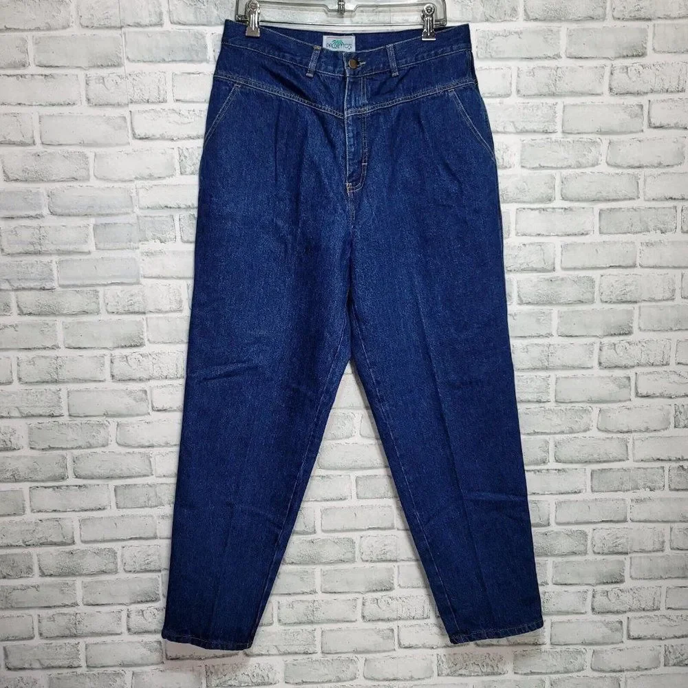Vintage 80s Palmettos Womens 34X30 Dark Wash Denim High‎ Waist Mom Jeans